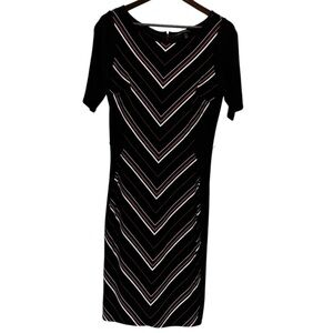 White House Black Market Black Chevron Midi Dress